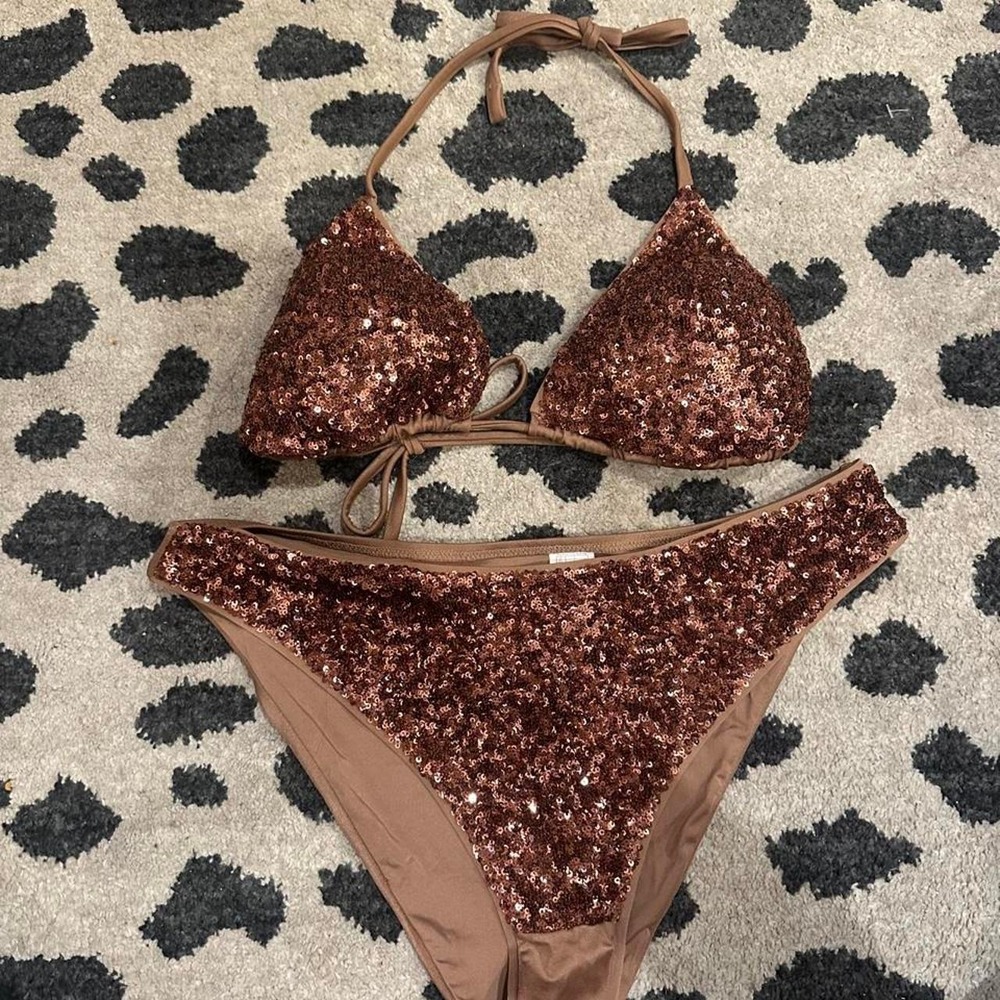 Calzedonia brown sequin bikini set